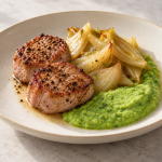 Pepper Pork, Fennel Confit and Pea–Dill Cream - Fresh Start 30: A Journey To Better Health Pepper Pork, Fennel Fondant and Pea–Dill Cream
